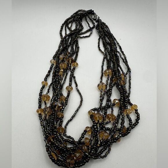18" multi- strand glass seed bead and faceted crystal necklace! - Picture 9 of 14
